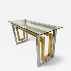 Architectural Chrome Brass and Glass Console table by Romeo Riga c1960s  - 4450409