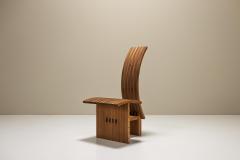 Architectural Curved back Chair in Wood Netherlands 1980s - 3669072