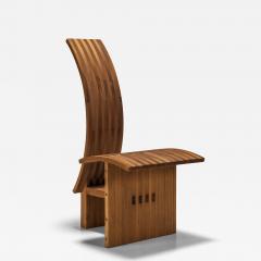 Architectural Curved back Chair in Wood Netherlands 1980s - 3671738