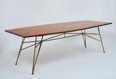 Architectural Dining Table with Sculptural Brass Base Italy 1950s - 3979812