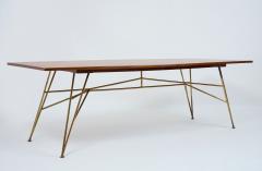 Architectural Dining Table with Sculptural Brass Base Italy 1950s - 3979814