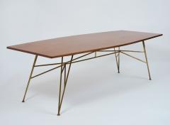 Architectural Dining Table with Sculptural Brass Base Italy 1950s - 3979816