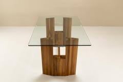 Architectural Table or Desk in Walnut and Glass Italy 1970s - 2945315
