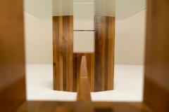 Architectural Table or Desk in Walnut and Glass Italy 1970s - 2945323