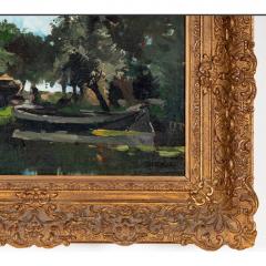 Arend Jan Van Driesten Plain Air Landscape Oil Painting of a Lakeside Cabin - 4564890