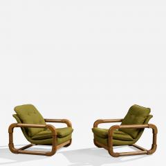 Argentine Designer Lounge Chairs with Oak and Fabric Argentina 1970s - 4818046