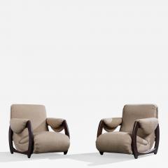 Argentine Designer Lounge Chairs with Wood and Fabric Argentina 1970s - 4818016