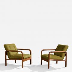 Argentine Designer Lounge Chairs with Wood and Fabric Argentina 1970s - 4818031