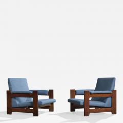 Argentine Designer Lounge Chairs with Wood and Fabric Argentina 1970s - 4823783