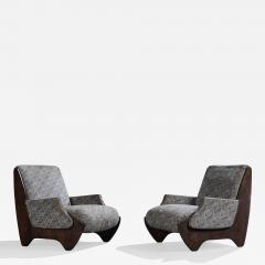 Argentine Designer Lounge Chairs with Wood and Fabric Argentina 1970s - 4823862
