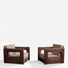 Argentine Designer Lounge Chairs with Wood and Fabric Argentina 1980s - 4818018
