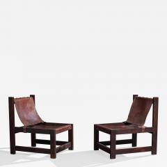 Argentine Designer Lounge Chairs with Wood and Leather Argentina 1970s - 4818044
