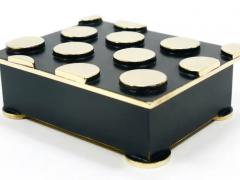 Argentor Of Vienna Mid Century Polka Dot Brass Storage Box Austria 1950s - 4067393
