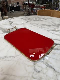Arlecchino Milano Red Serving Tray with Brass Handles - 4623546