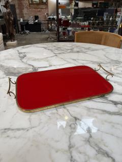 Arlecchino Milano Red Serving Tray with Brass Handles - 4623549