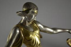 Armand Godard Lady with Borzoi Bronze Sculpture by Ac Art Deco Collection - 4291018