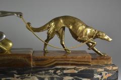 Armand Godard Lady with Borzoi Bronze Sculpture by Ac Art Deco Collection - 4291020