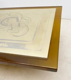 Armand Jonckers Mid Century Acid Etched Brass Abstraction Coffee Table by Armand Jonckers - 2686759