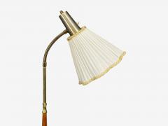 Armaturhantverk Tibro Floor Lamp Teak Brass Silk Sweden 1960s - 4764049