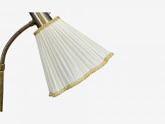 Armaturhantverk Tibro Floor Lamp Teak Brass Silk Sweden 1960s - 4764050