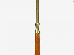 Armaturhantverk Tibro Floor Lamp Teak Brass Silk Sweden 1960s - 4764053