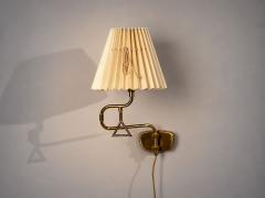 Armaturhantverk Tibro Wall Light Brass Pleated Fabric Sweden 1970s - 4773257