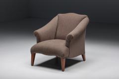 Armchair in Striped Upholstery Wooden Legs Europe circa 1950s - 4790695