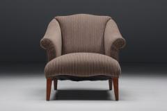 Armchair in Striped Upholstery Wooden Legs Europe circa 1950s - 4790697