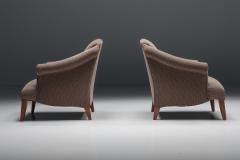 Armchair in Striped Upholstery Wooden Legs Europe circa 1950s - 4790719