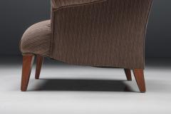 Armchair in Striped Upholstery Wooden Legs Europe circa 1950s - 4790720