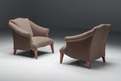Armchair in Striped Upholstery Wooden Legs Europe circa 1950s - 4790739