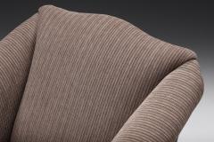 Armchair in Striped Upholstery Wooden Legs Europe circa 1950s - 4790765