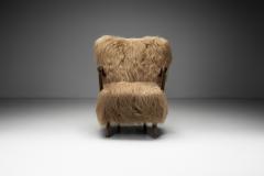 Armchair with Longhair Sheepskin and Bentwood Armrests Europe Mid 20th Century - 4293400