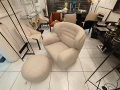 Armchair with Ottoman in Beige Fabric - 2345248