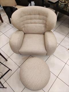 Armchair with Ottoman in Beige Fabric - 2345256