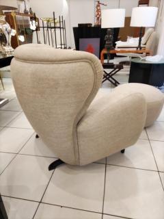 Armchair with Ottoman in Beige Fabric - 2345265