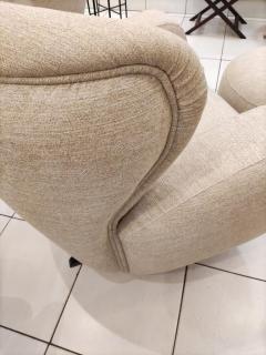 Armchair with Ottoman in Beige Fabric - 2345267