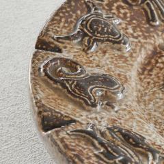 Armogr s Belgian Zodiac Studio Pottery Dish in Dark Brown Tones 1960s - 4609108