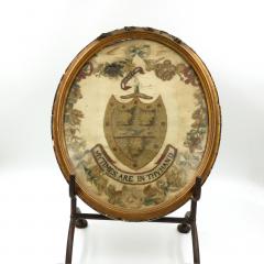 Arms of Aldridge Stitchwork in Oval Giltwood Frame - 1364230