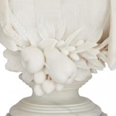 Arnaldo Fazzi Pair of carved marble busts on stands by Italian sculptor Arnaldo Fazzi - 2509810