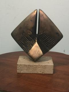 Arnaldo Pomodoro MODERNIST BRONZE AND TRAVERTINE MARBLE PAIR OF SCULPTURES - 798002