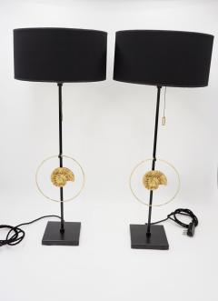 Arnaldo Pomodoro Masterpieces of lights Pair of Table Lamps with A Pomodoro Bronze 1985 - 2325153