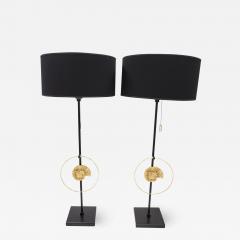 Arnaldo Pomodoro Masterpieces of lights Pair of Table Lamps with A Pomodoro Bronze 1985 - 2326264