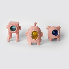 Arnauld Le Calv SMALL ALIENS glass and ceramic set of 3 small sculptures - 4716221