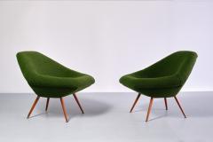 Arne Dahl n Pair of Arne Dahl n Lounge Chairs in Green Boucl and Teak Sweden 1960s - 3481035