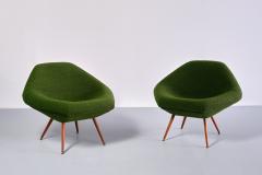Arne Dahl n Pair of Arne Dahl n Lounge Chairs in Green Boucl and Teak Sweden 1960s - 3481036
