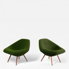Arne Dahl n Pair of Arne Dahl n Lounge Chairs in Green Boucl and Teak Sweden 1960s - 3482132