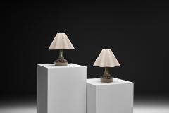Arne Finne Nielsen Pair of Model 3076 2 Glazed Table Lamps by Arne Nielsen Denmark ca 1960s - 4785083