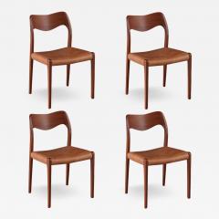 Arne Hovmand Olsen Arne Hovmand Olsen Model 71 Teak Leather Dining Chairs - 3490321