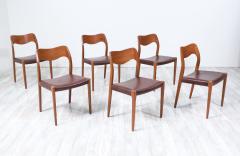 Arne Hovmand Olsen Arne Hovmand Olsen Model 71 Teak Wood Leather Dining Chairs for J L M llers - 3436365